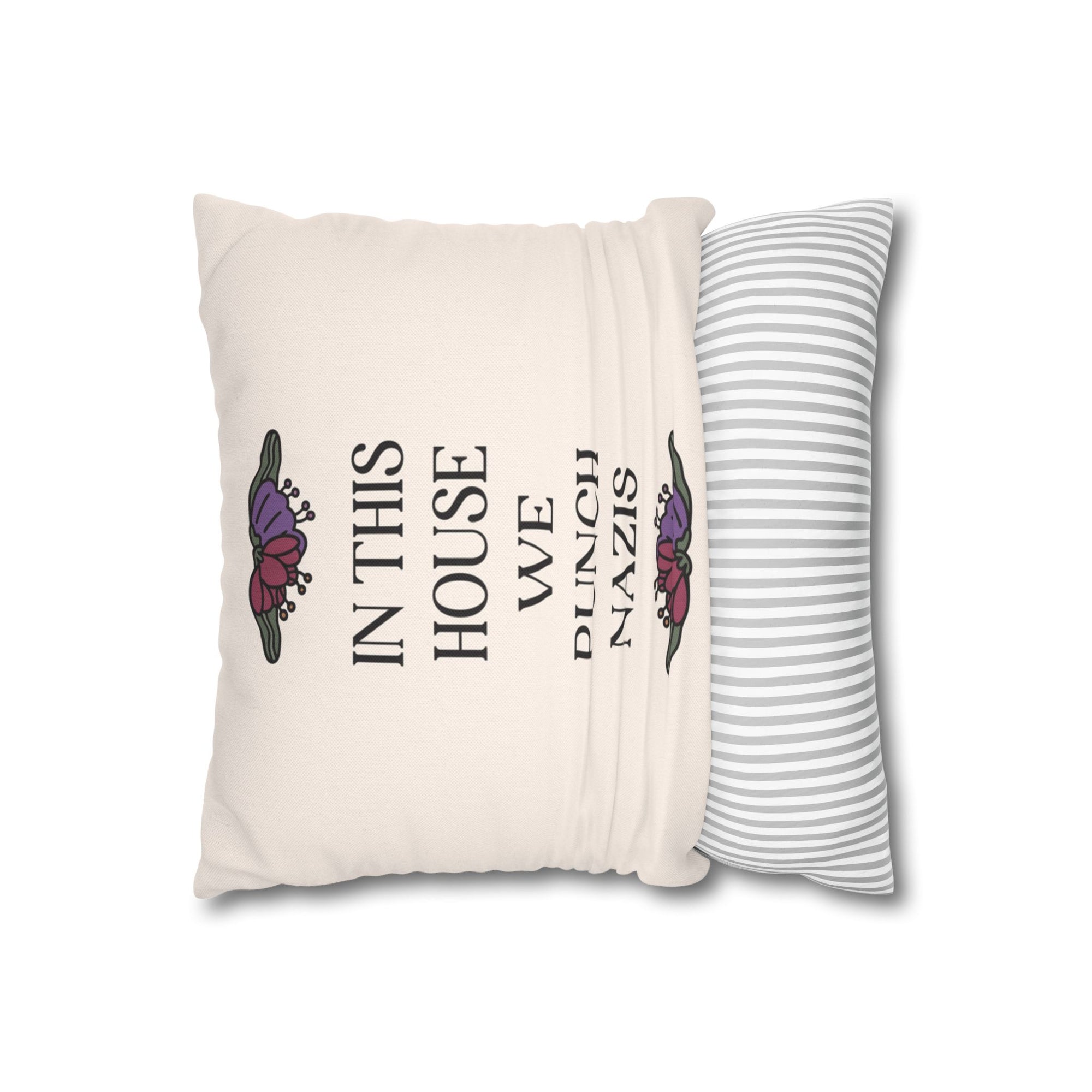 In This House We Punch Nazis Pillow Cover