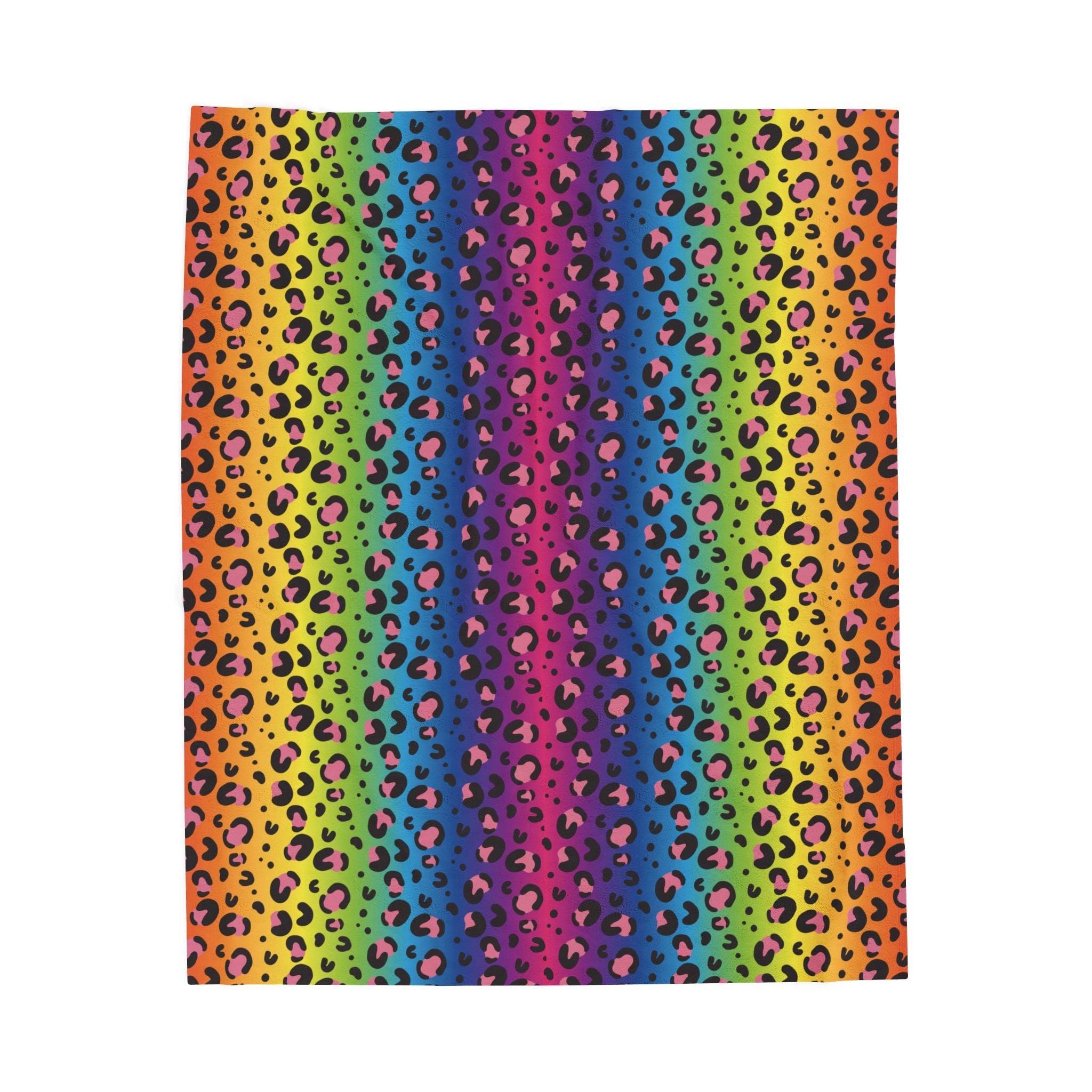 Rainbow Leopard Plush Blanket