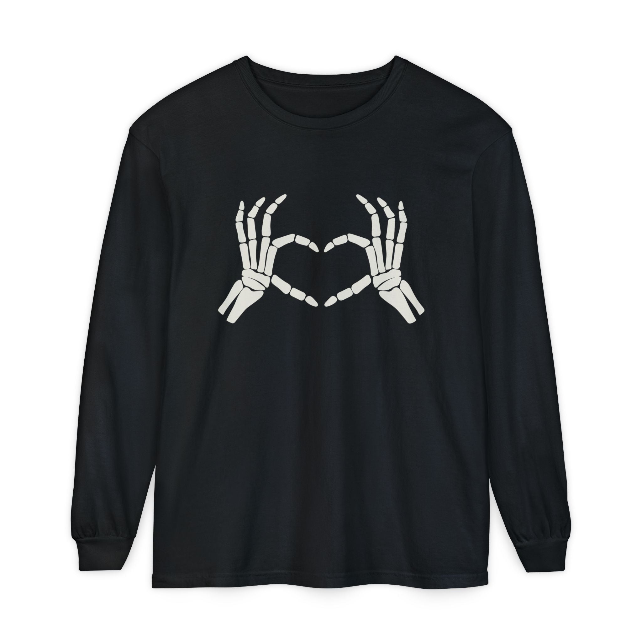 Skeleton Heart Hands Long Sleeve Graphic Tee