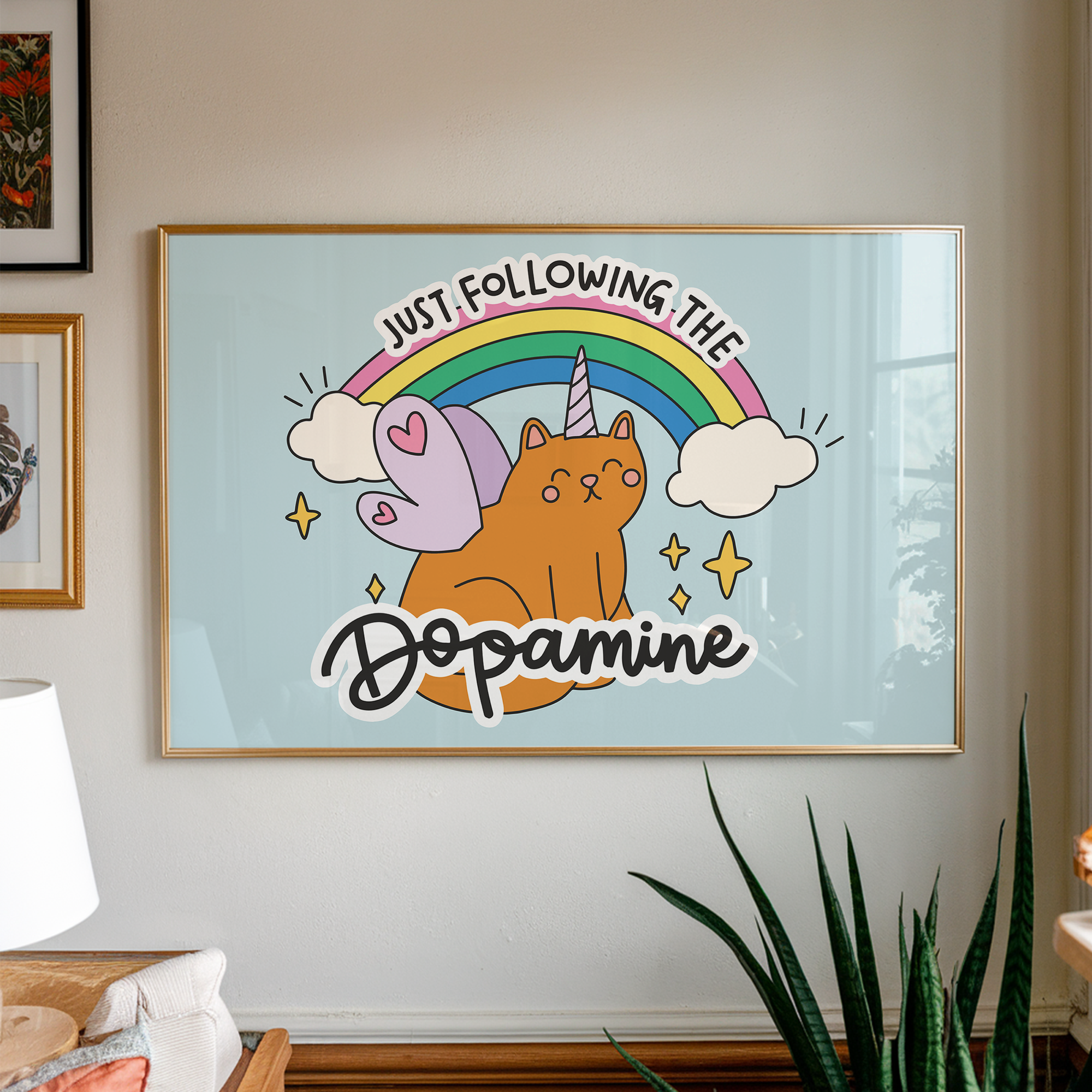 Just Following the Dopamine Unframed Art Print