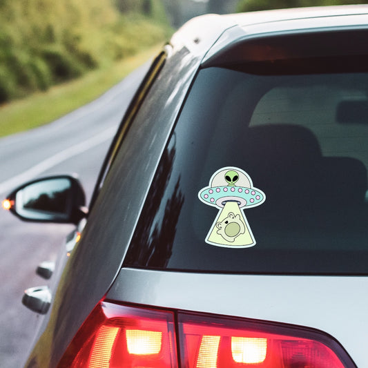 5" Alien Abducting Frog Car Decal
