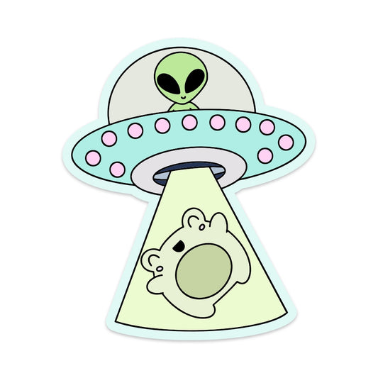 Alien Abducting Frog Vinyl Sticker