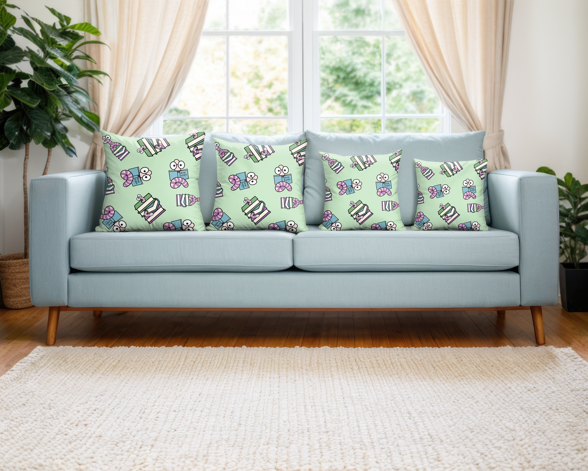 Book Worm Pillow Cover