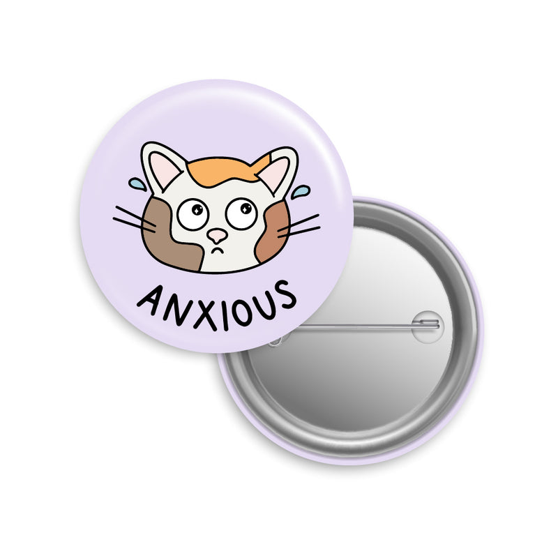 Anxious Cat Button Pin