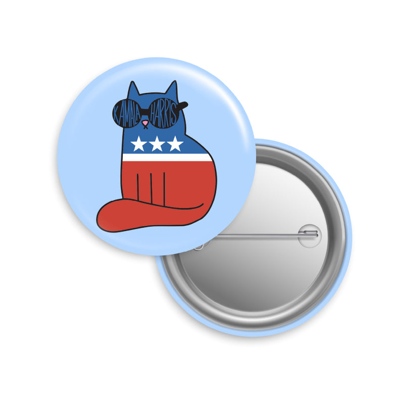 Democrat Cat For Kamala Harris Button Pin