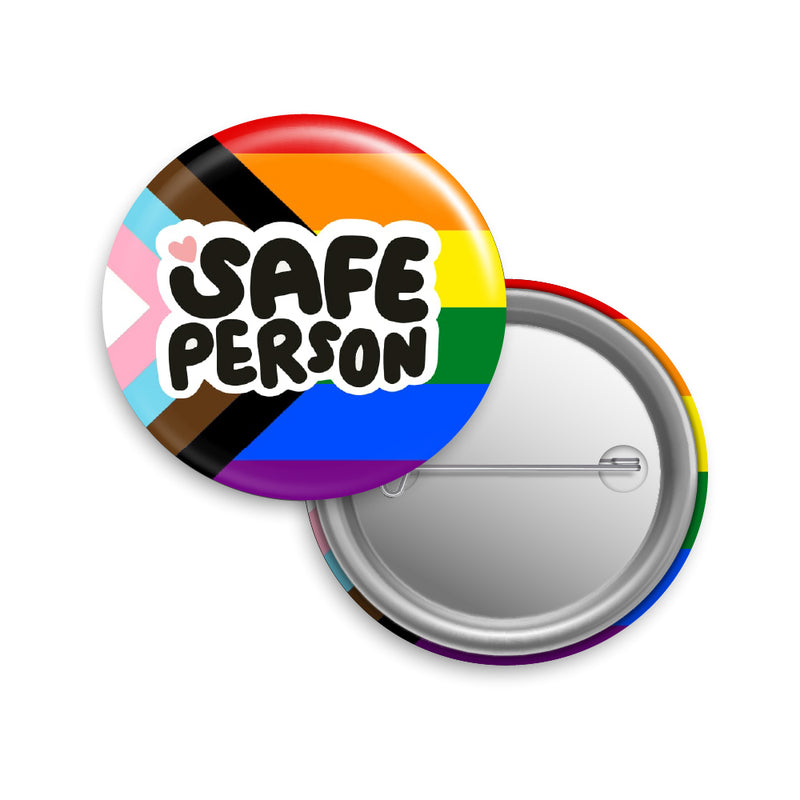 Safe Person LGBTQ+ Ally Flag Button Pin