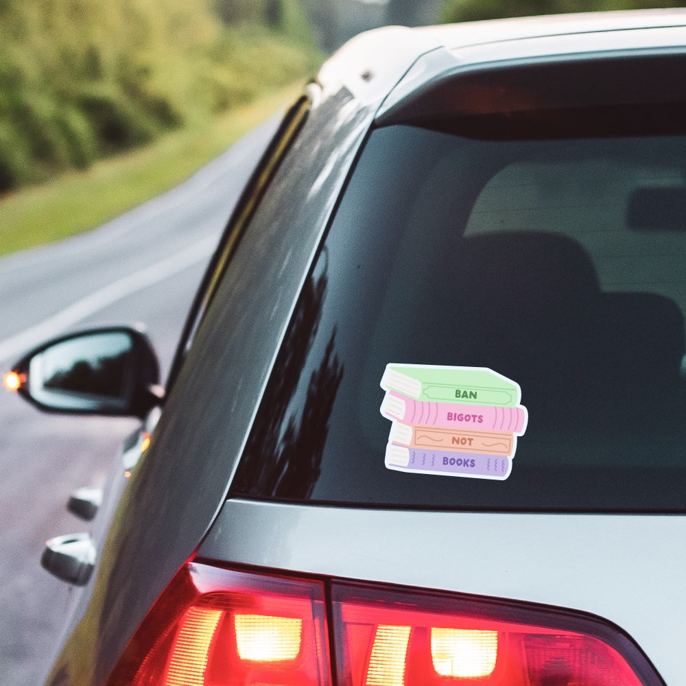 5" Ban Bigots Not Books Car Decal