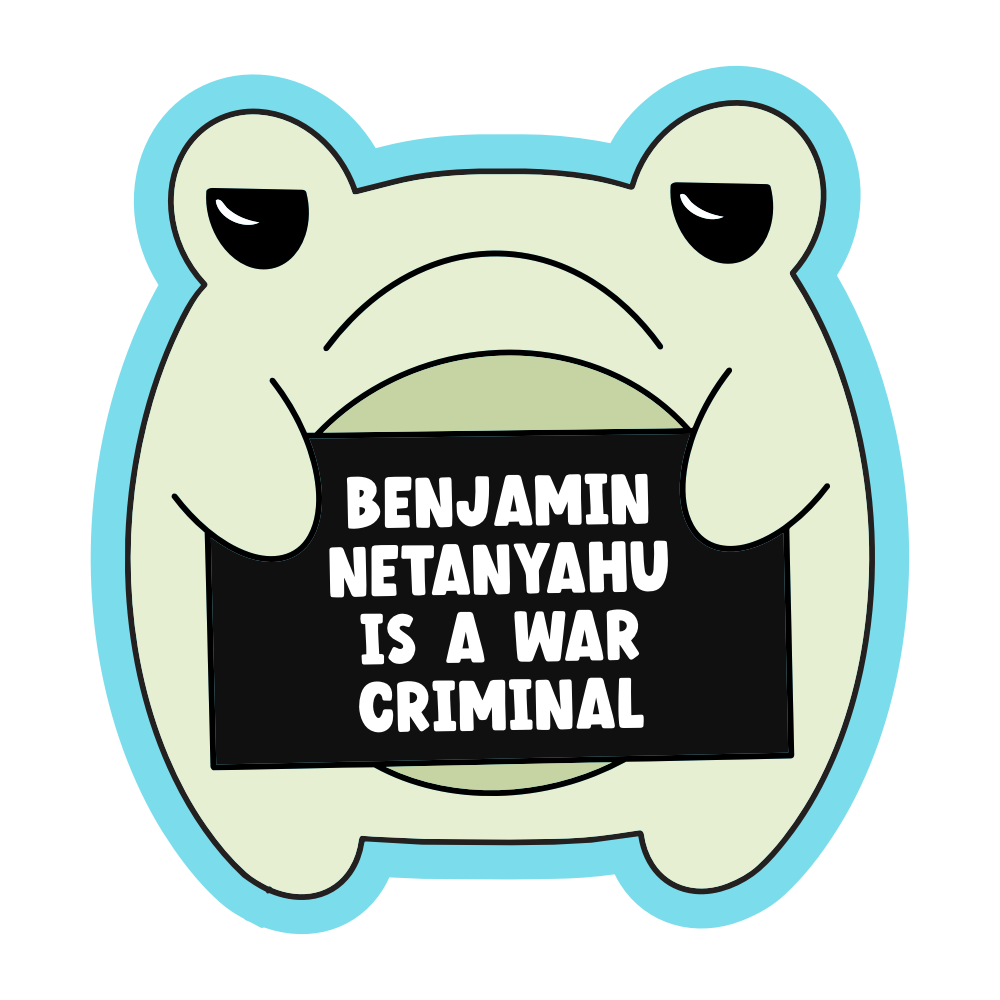 Benjamin Netanyahu is a War Criminal Vinyl Sticker