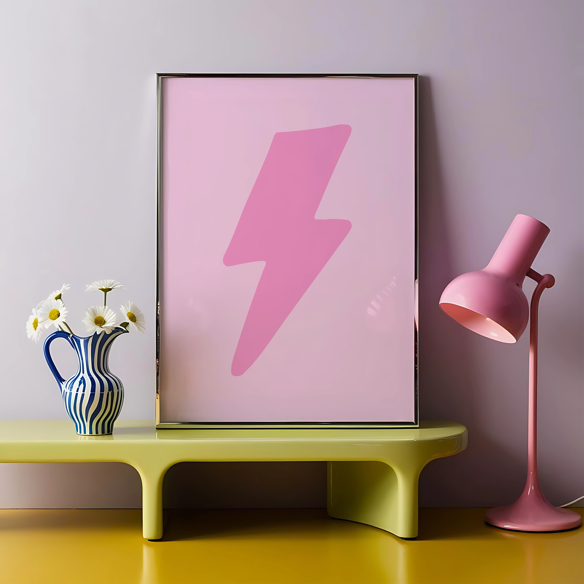Pink Lightning Bolt Unframed Art Print