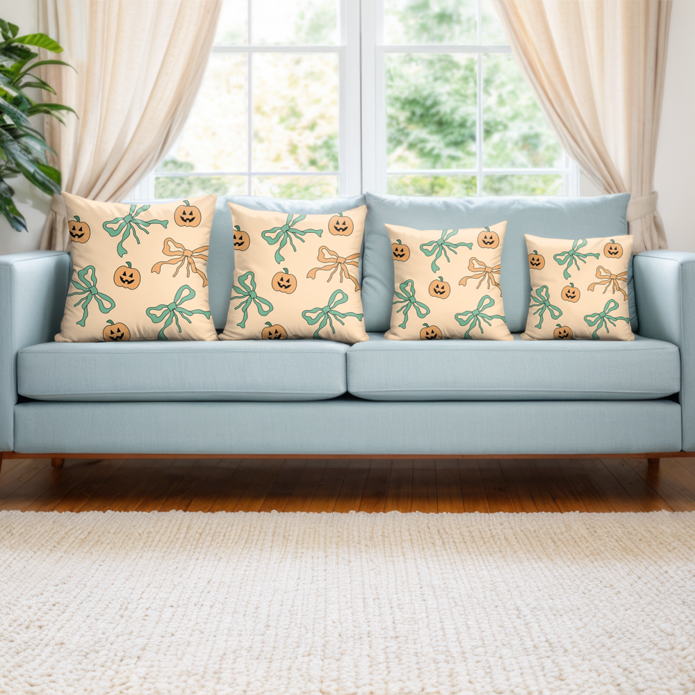 Bows and Pumpkins Pillow Cover