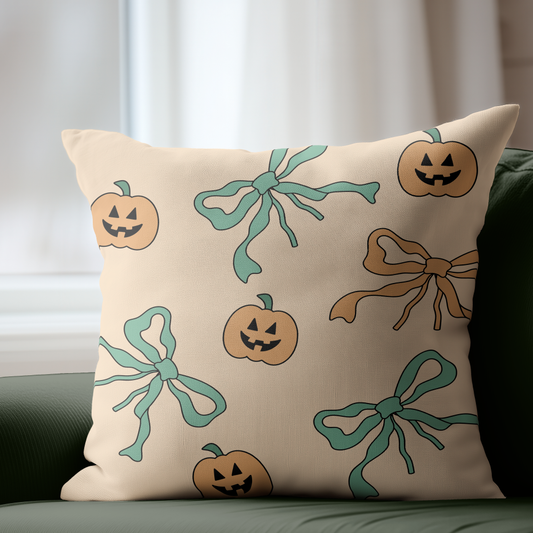 Bows and Pumpkins Pillow Cover