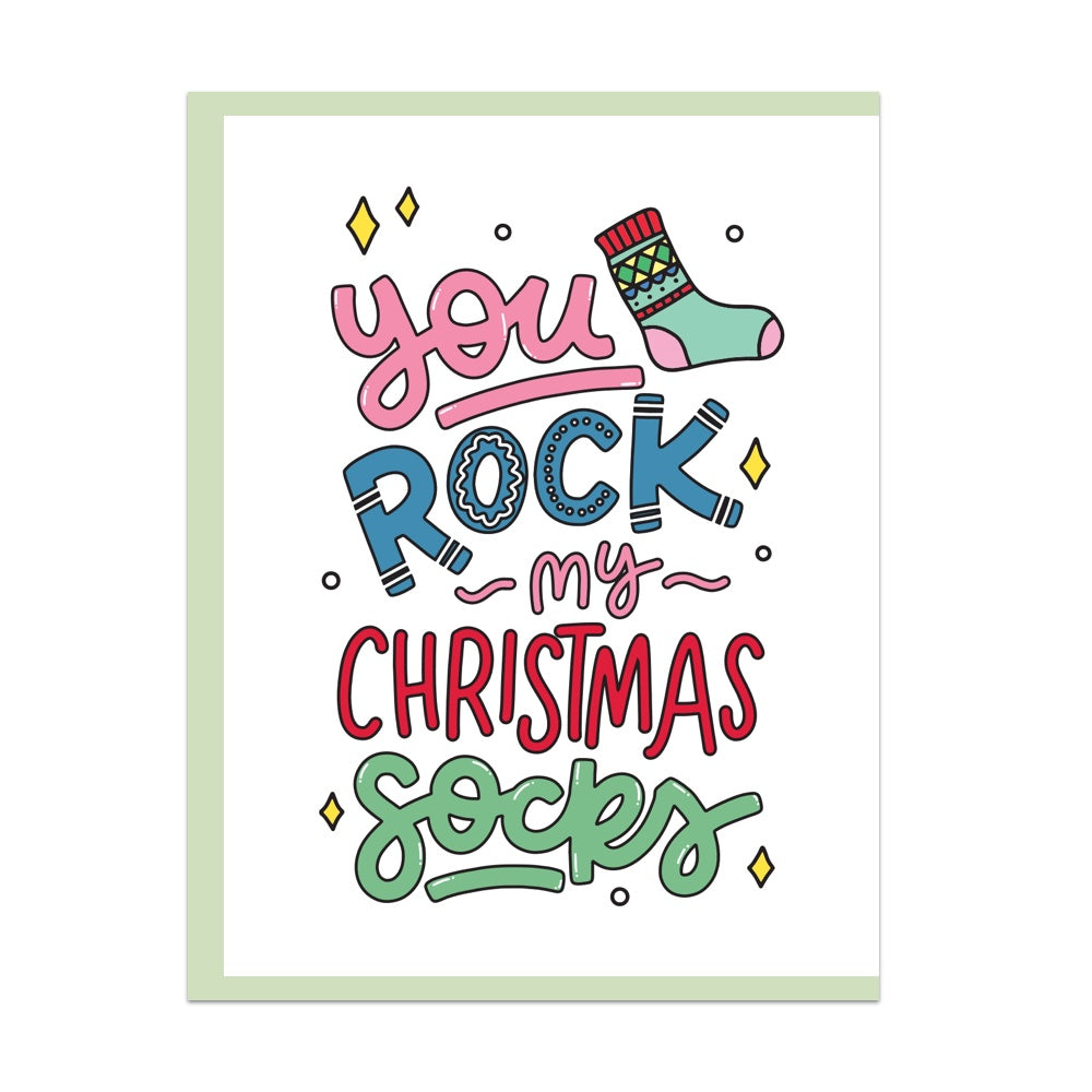 You Rock My Christmas Socks Greeting Card