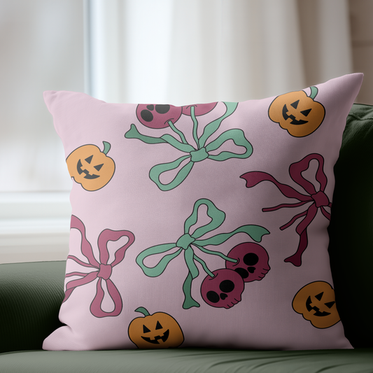 Cherry Bows And Pumpkins Pillow Cover