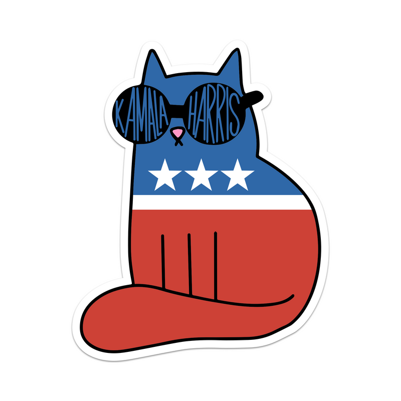 5" Democrat Cat For Kamala Harris Car Decal