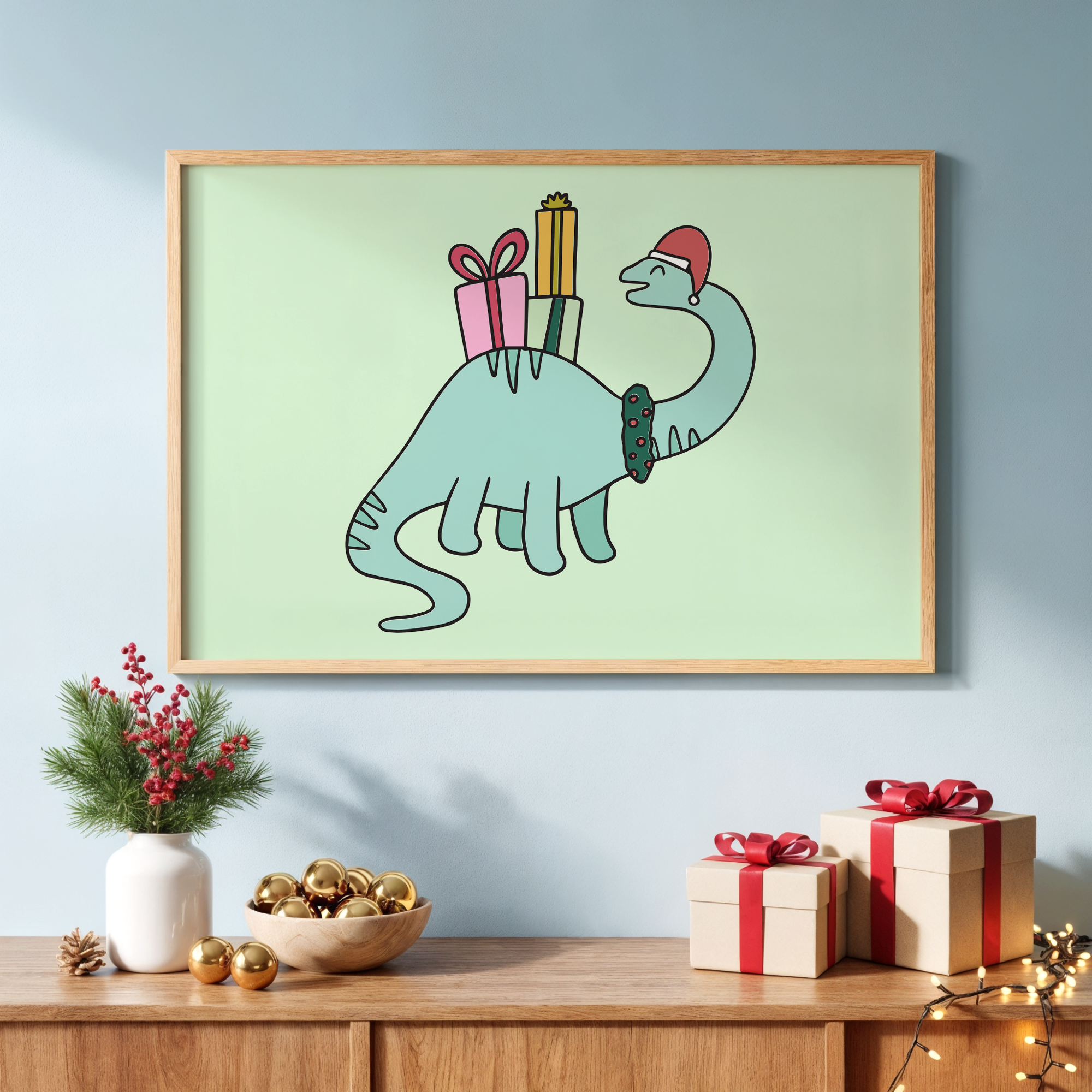 Dinosaur Present Unframed Art Print
