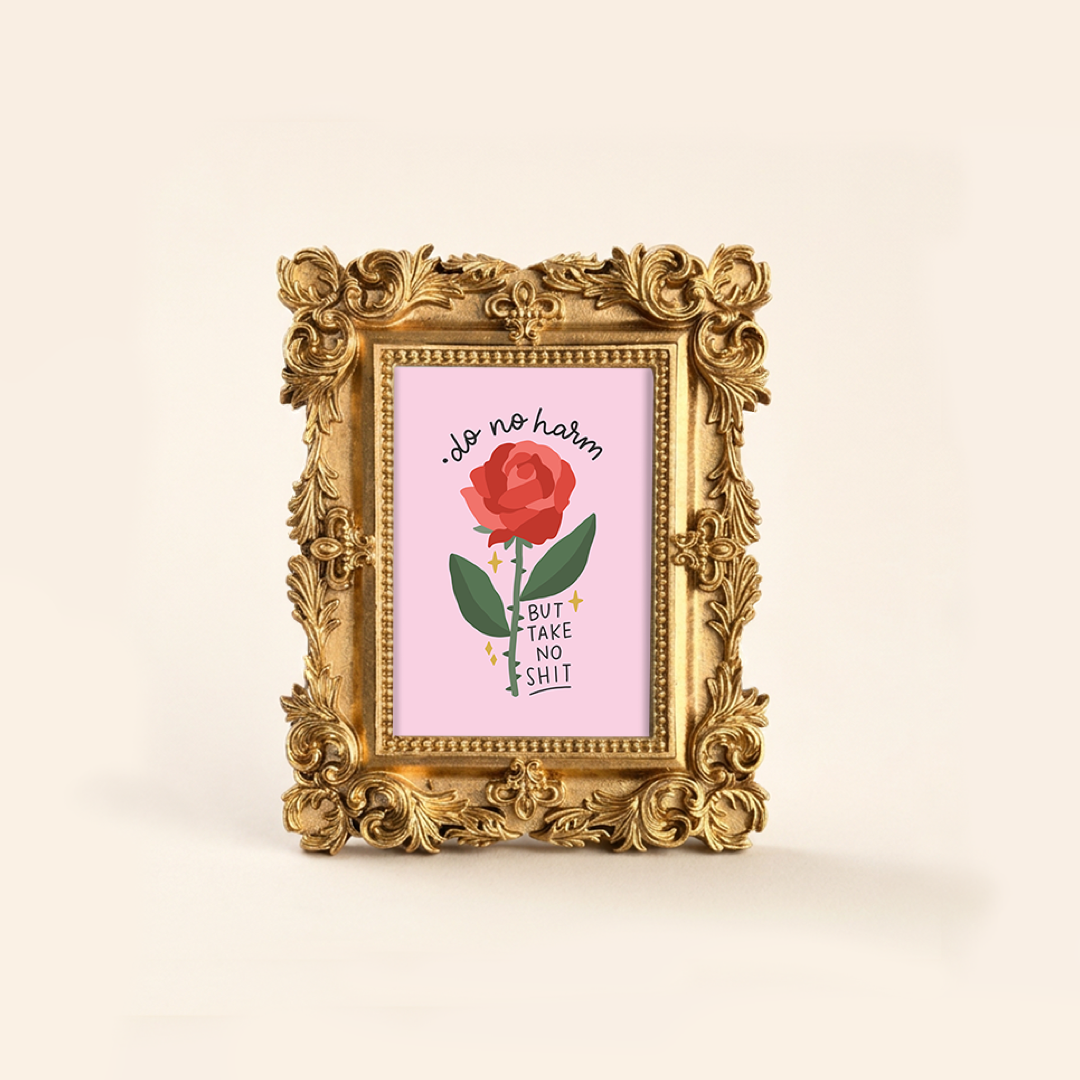 Do No Harm But Take No Shit Tiny Framed Art Print