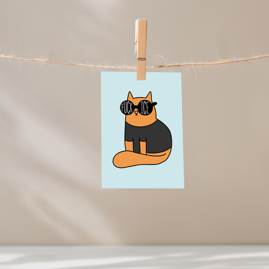 Fuck ICE Cat Unframed Mini Art Print