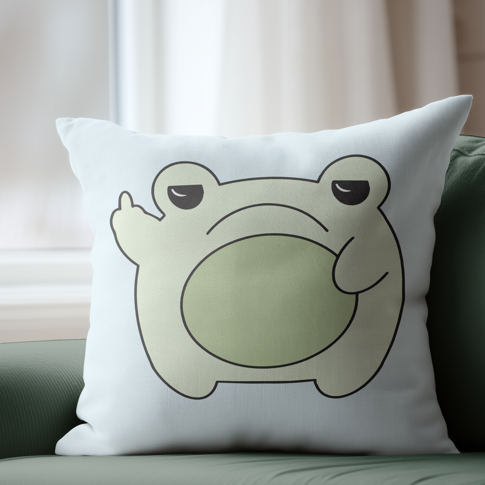 Grumpy Frog Pillow Cover