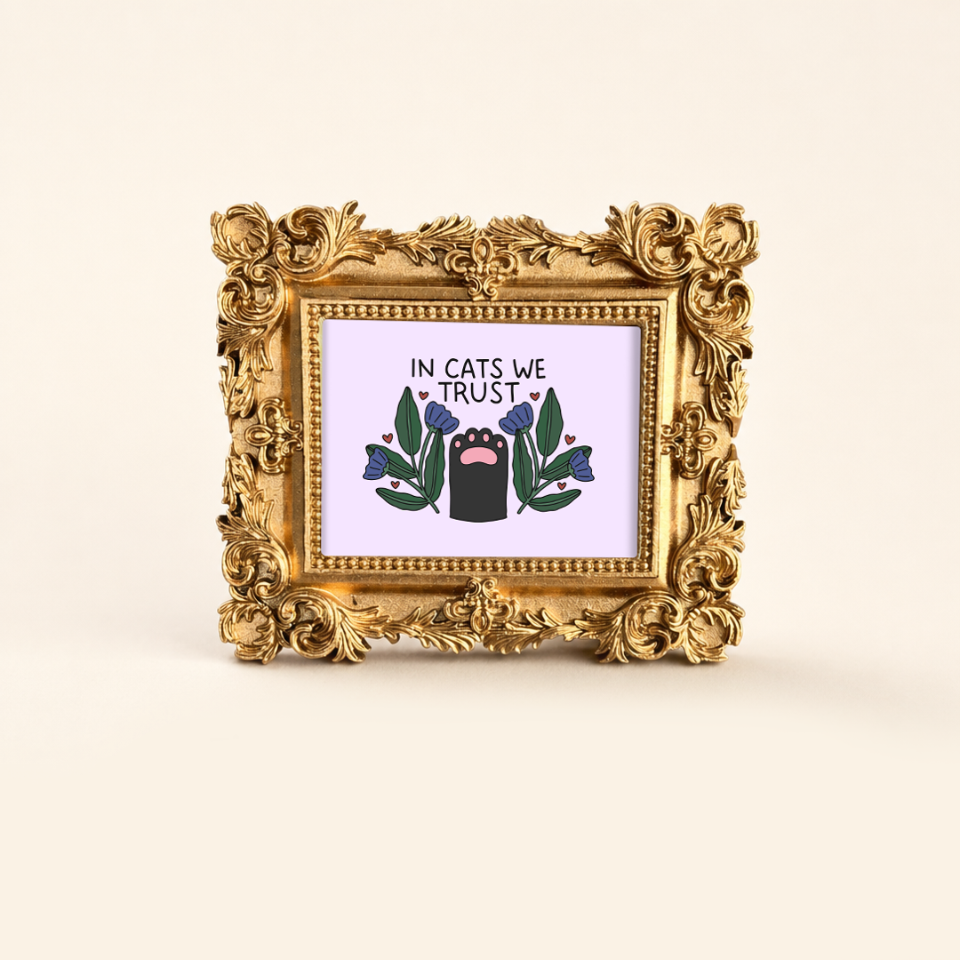 In Cats We Trust Tiny Framed Art Print