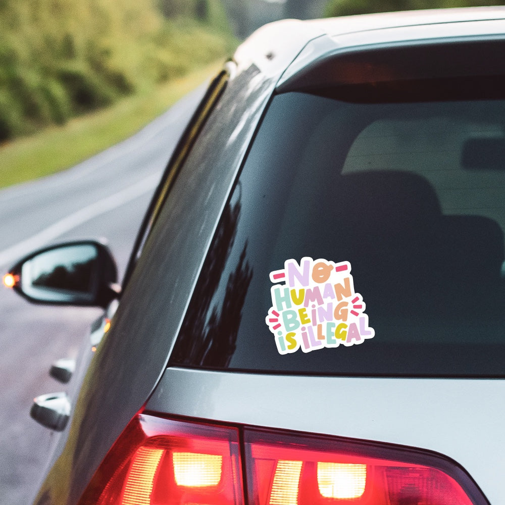 5" No Human Being is Illegal Car Decal