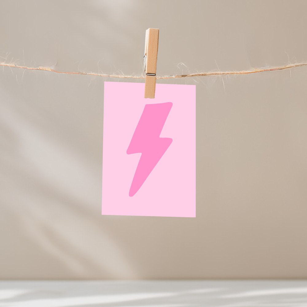 Pink Lightning Bolt Unframed Mini Art Print