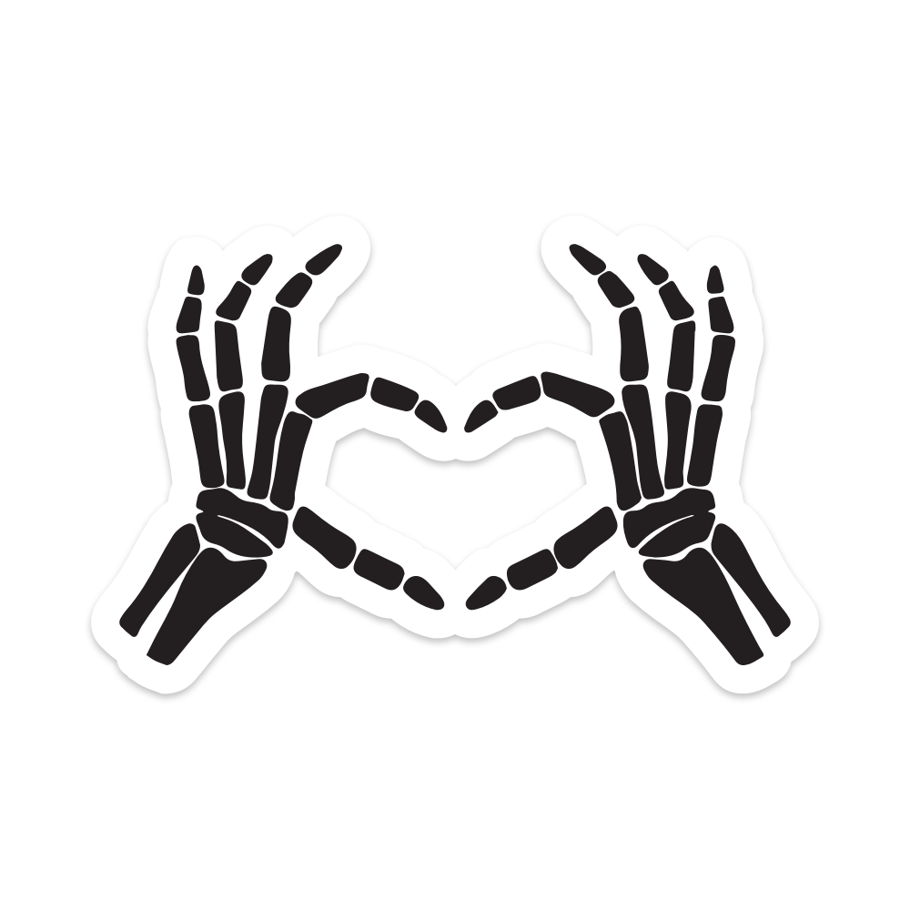 Skeleton Heart Hands Vinyl Sticker