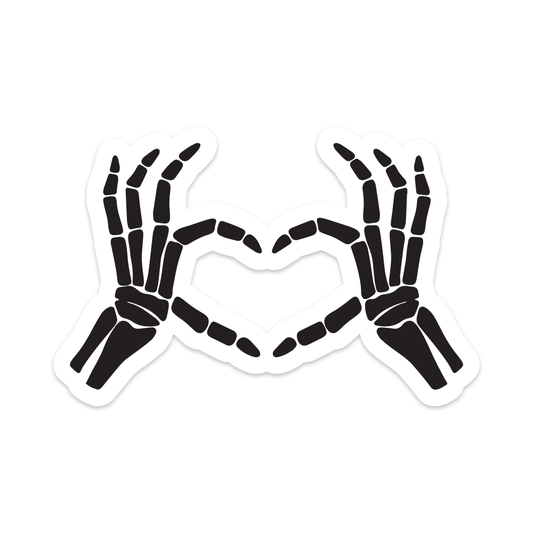 Skeleton Heart Hands Vinyl Sticker