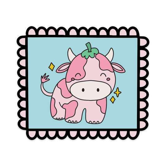 Strawberry Cow Frame Vinyl Sicker