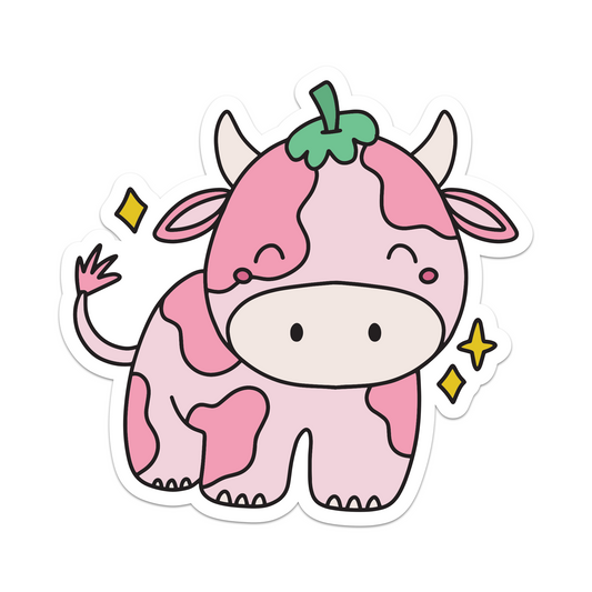 Strawberry Cow Vinyl Sicker