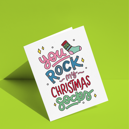 You Rock My Christmas Socks Greeting Card