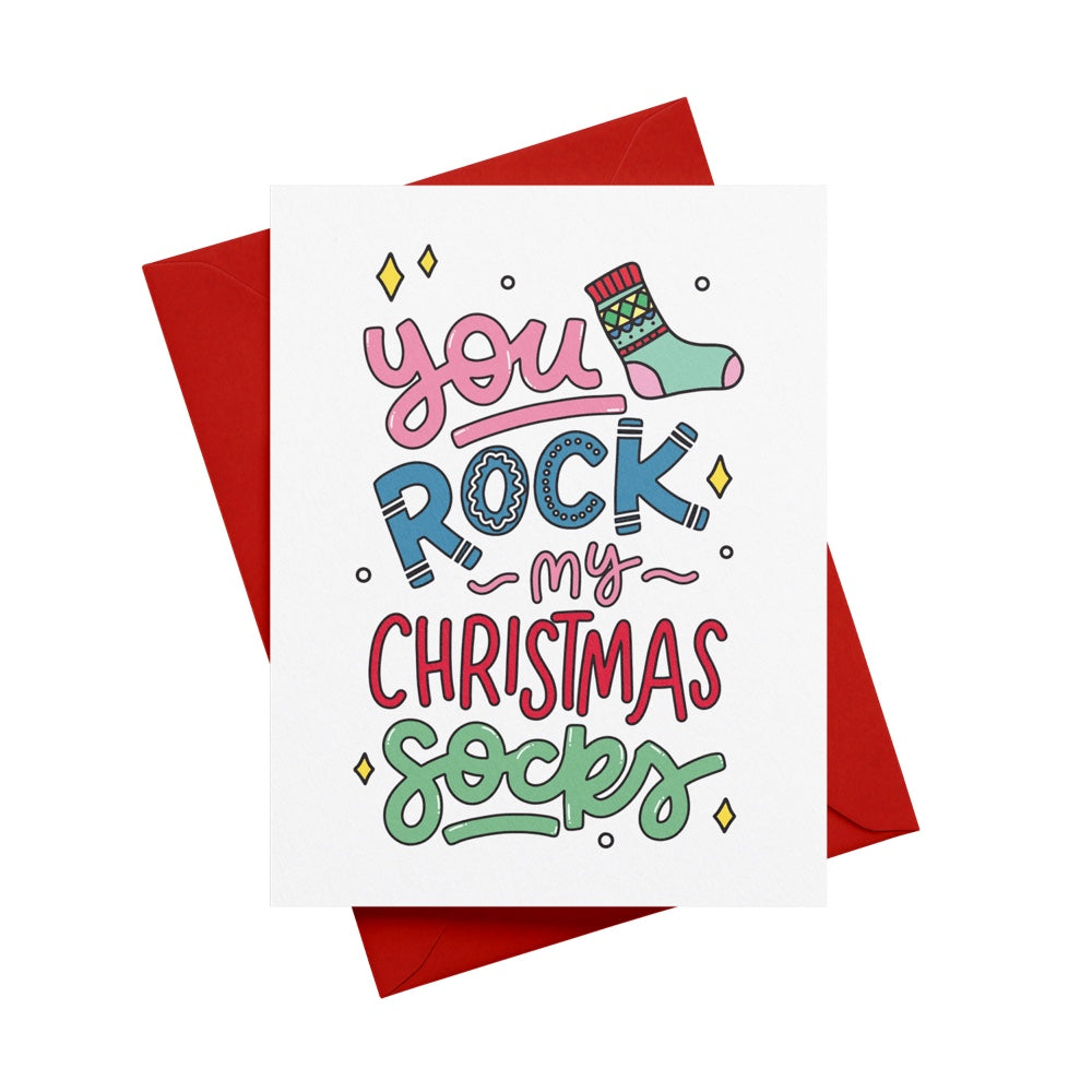 You Rock My Christmas Socks Greeting Card